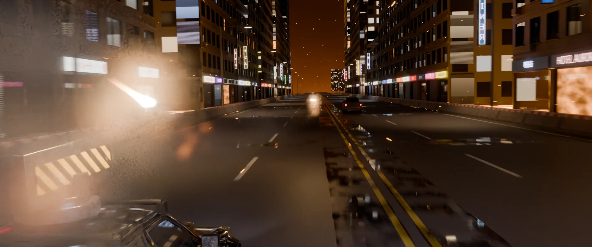 A street in the burning city
